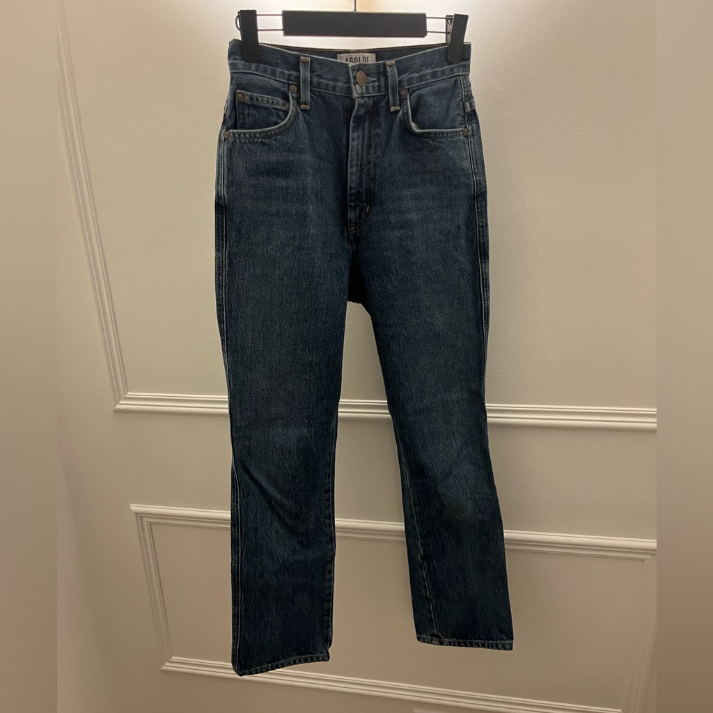 Agolde High-Rise Pinch Waist Jeans In Medium Indigo Blue